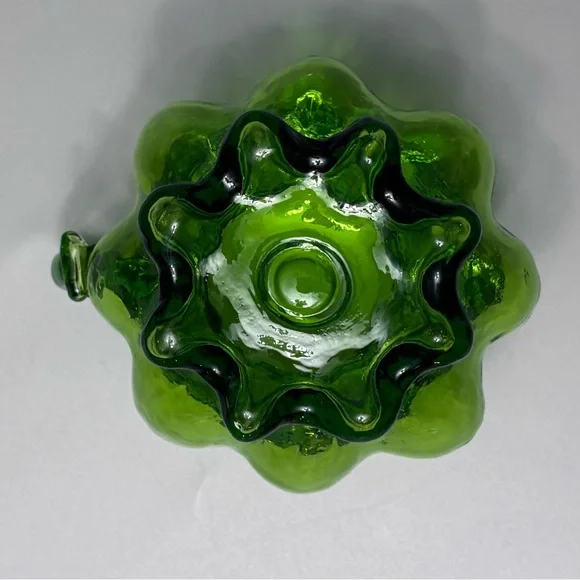 Kanawha Glass Company Hand-Blown Gourd-Shaped Vaseline Uranium Glass Pitcher 4” - Picture 12 of 15